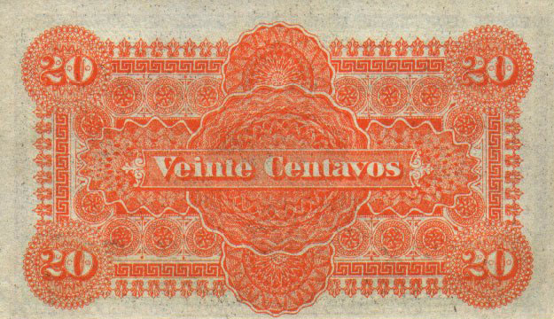 Back of Argentina p3: 20 Centavos from 1884