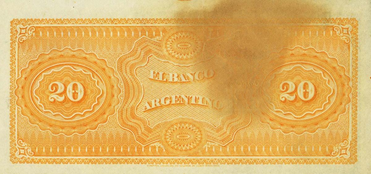 Back of Argentina pS1482: 20 Peso Plata Boliviana from 1873