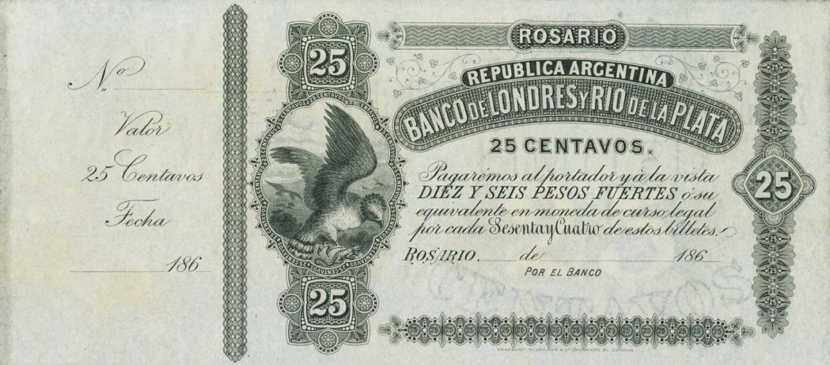 Front of Argentina pS1739Ar: 25 Centavos from 1866