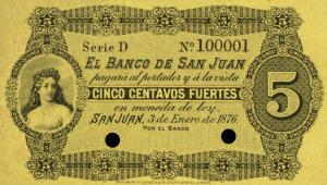 pS1876p from Argentina: 5 Centavos Fuertes from 1876