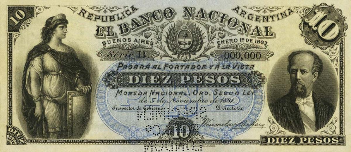 Front of Argentina pS697s: 10 Pesos from 1883