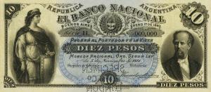 pS697s from Argentina: 10 Pesos from 1883