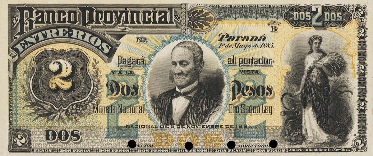 Front of Argentina pS768p: 2 Pesos from 1885