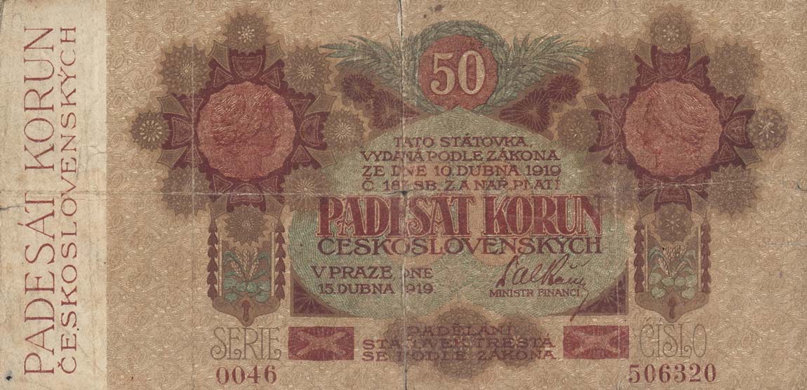 Front of Czechoslovakia p10a: 50 Korun from 1919