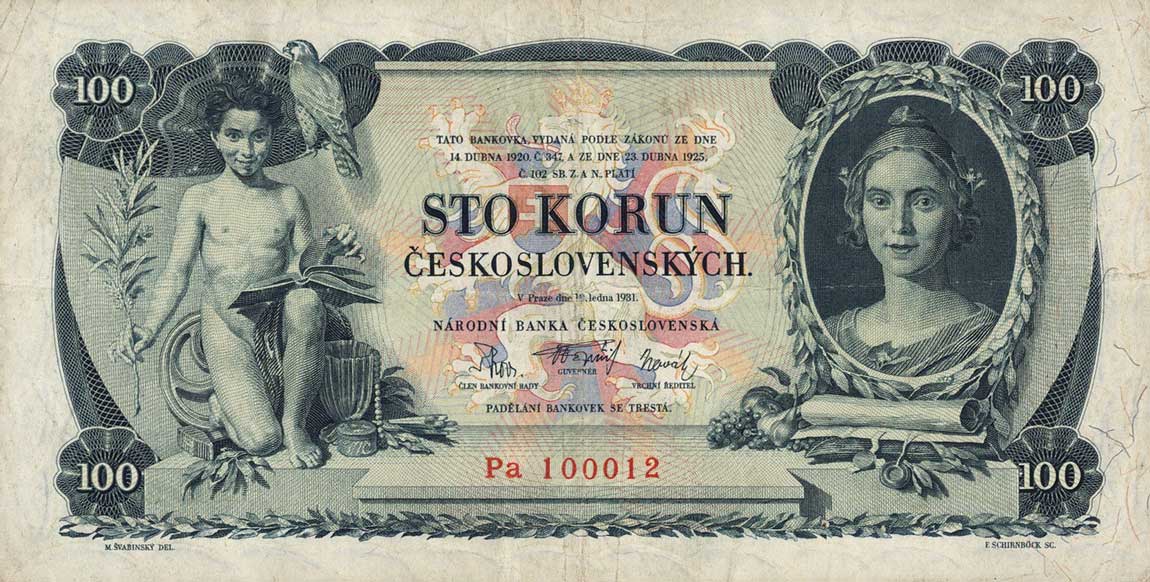 Front of Czechoslovakia p23a: 100 Korun from 1931