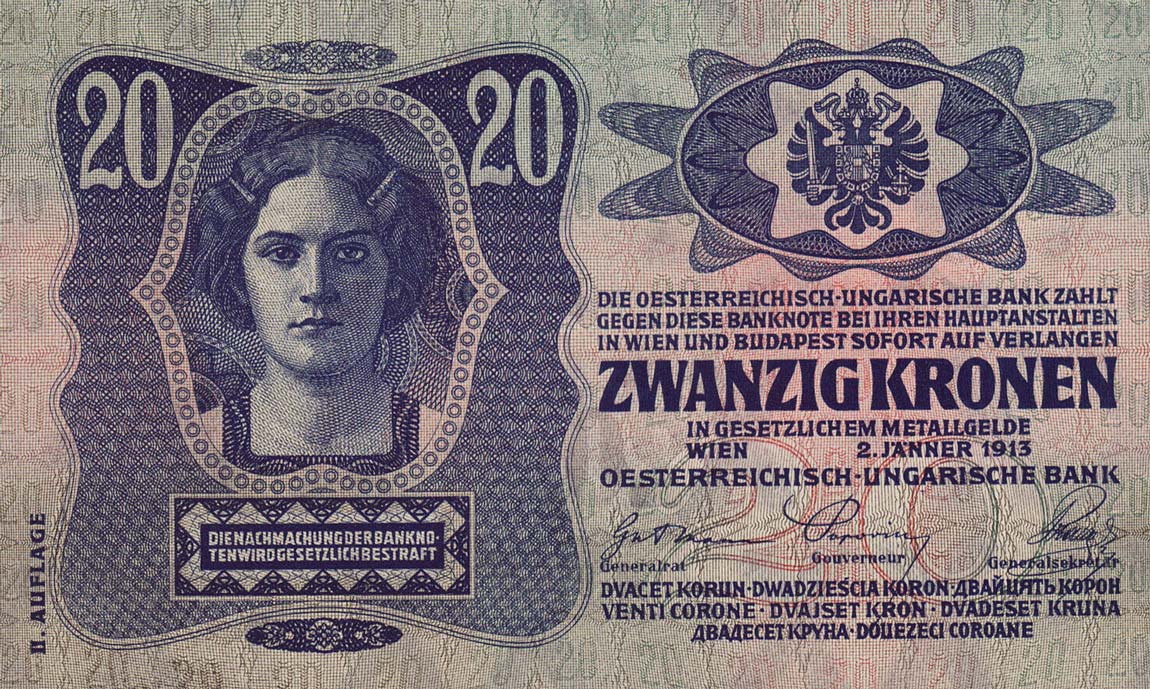 Back of Czechoslovakia p2A: 20 Korun from 1919