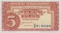 p59s from Czechoslovakia: 5 Korun from 1945