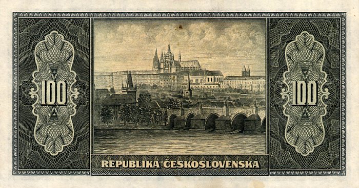 Back of Czechoslovakia p63a: 100 Korun from 1945