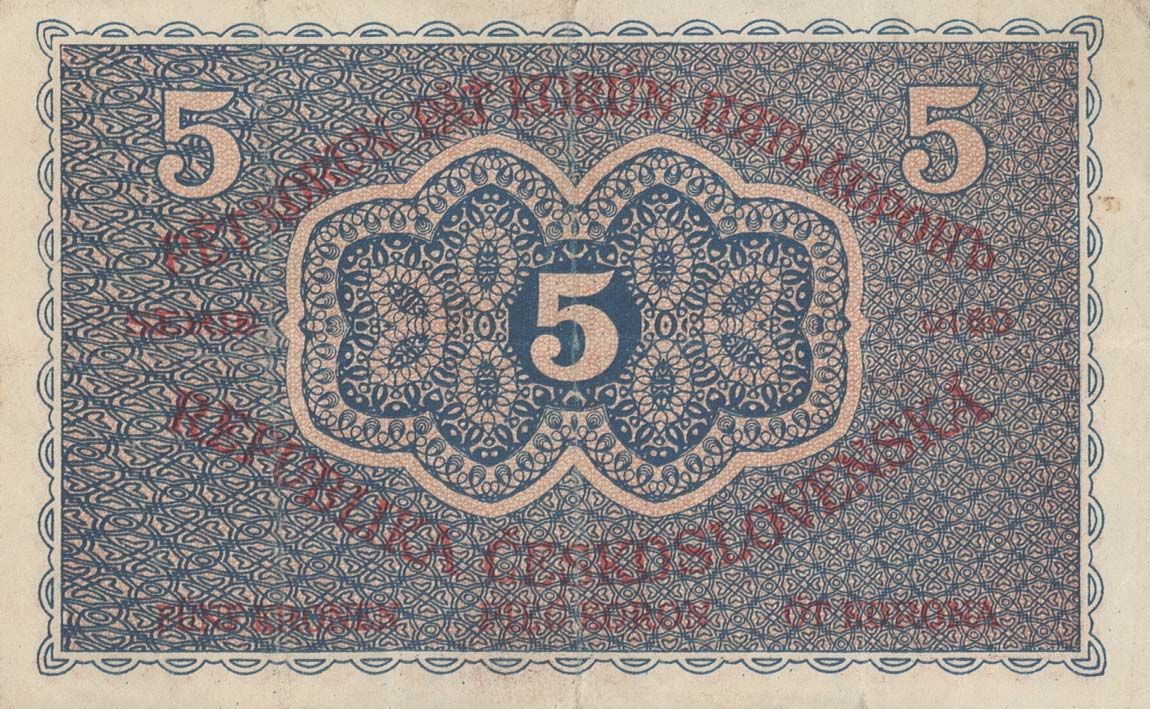 Back of Czechoslovakia p7a: 5 Korun from 1919