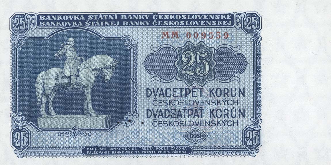 Front of Czechoslovakia p84s: 25 Korun from 1953