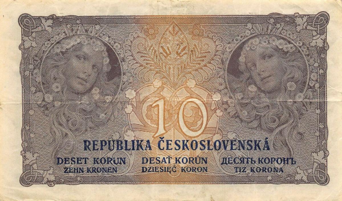 Front of Czechoslovakia p8a: 10 Korun from 1919