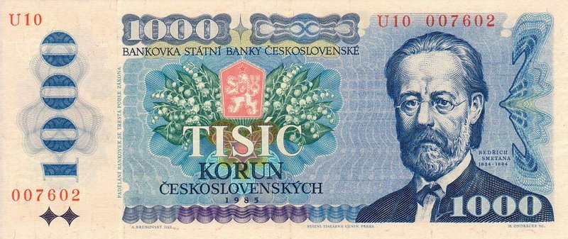 Front of Czechoslovakia p98b: 1000 Korun from 1985