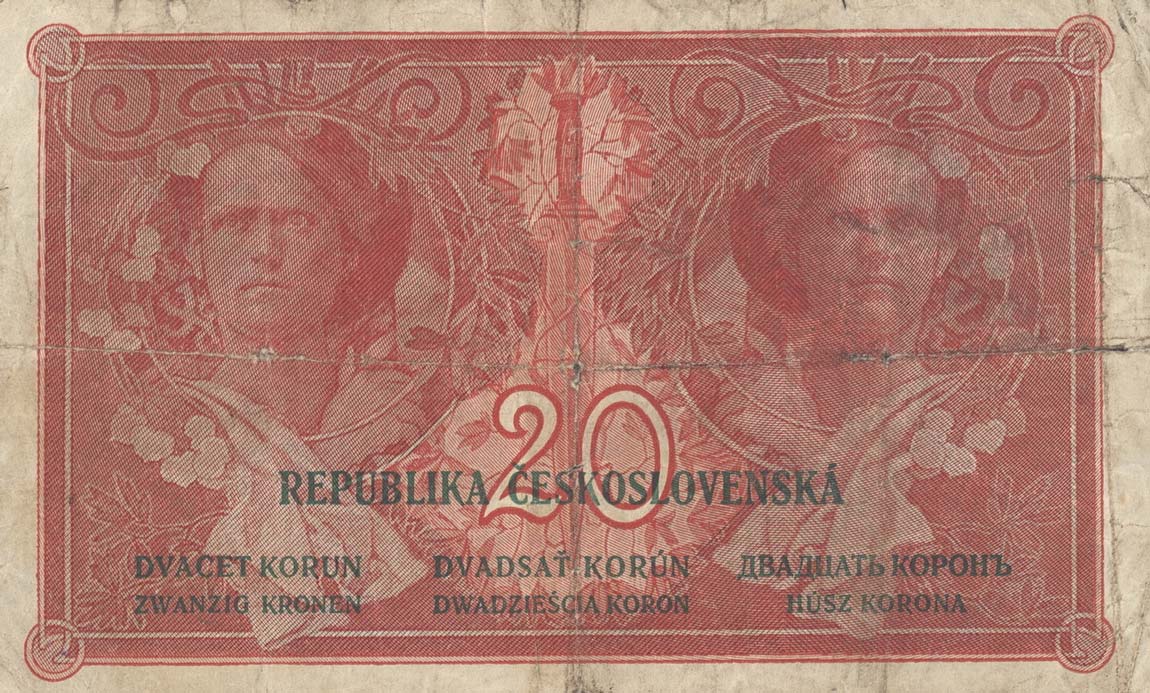 Back of Czechoslovakia p9a: 20 Korun from 1919