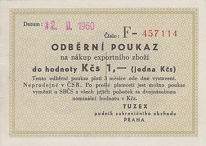 Front of Czechoslovakia pFX18: 1 Koruna from 1960