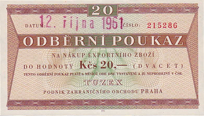 Front of Czechoslovakia pFX29: 20 Korun from 1961