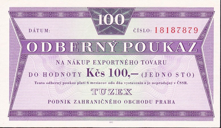 Front of Czechoslovakia pFX53: 100 Korun from 1974
