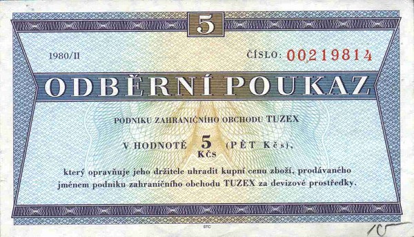 Front of Czechoslovakia pFX57a: 5 Korun from 1980