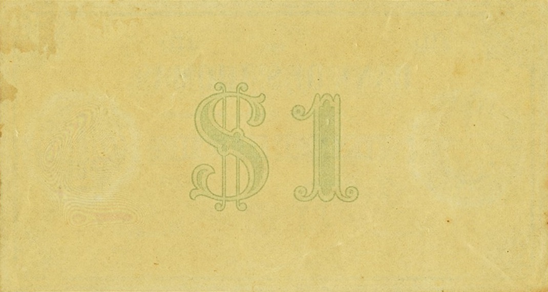 Back of Danish West Indies p15r: 1 Dollar from 1889