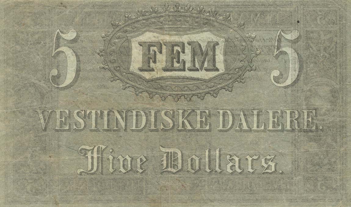Back of Danish West Indies p3: 5 Dalere from 1849