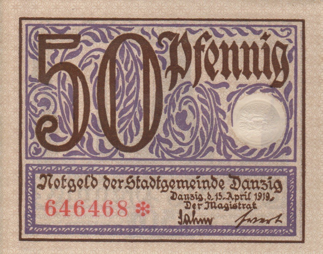 Front of Danzig p11: 50 Pfennig from 1919