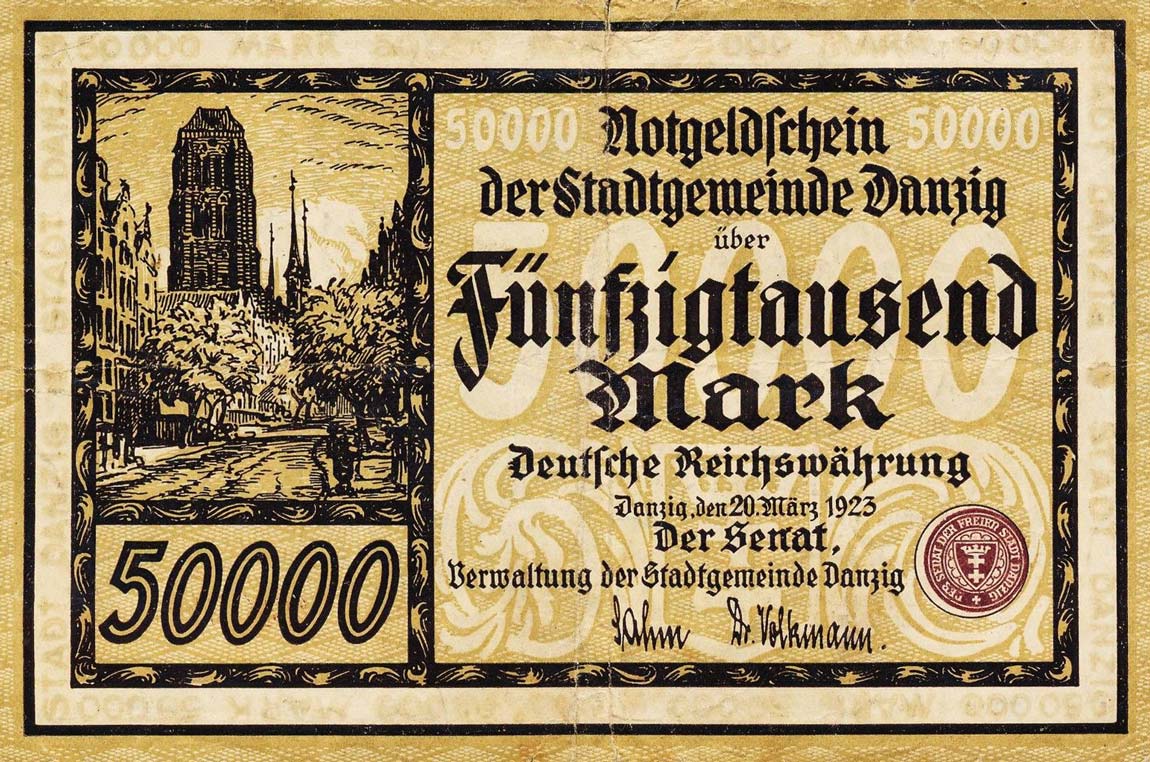 Front of Danzig p20: 50000 Mark from 1923