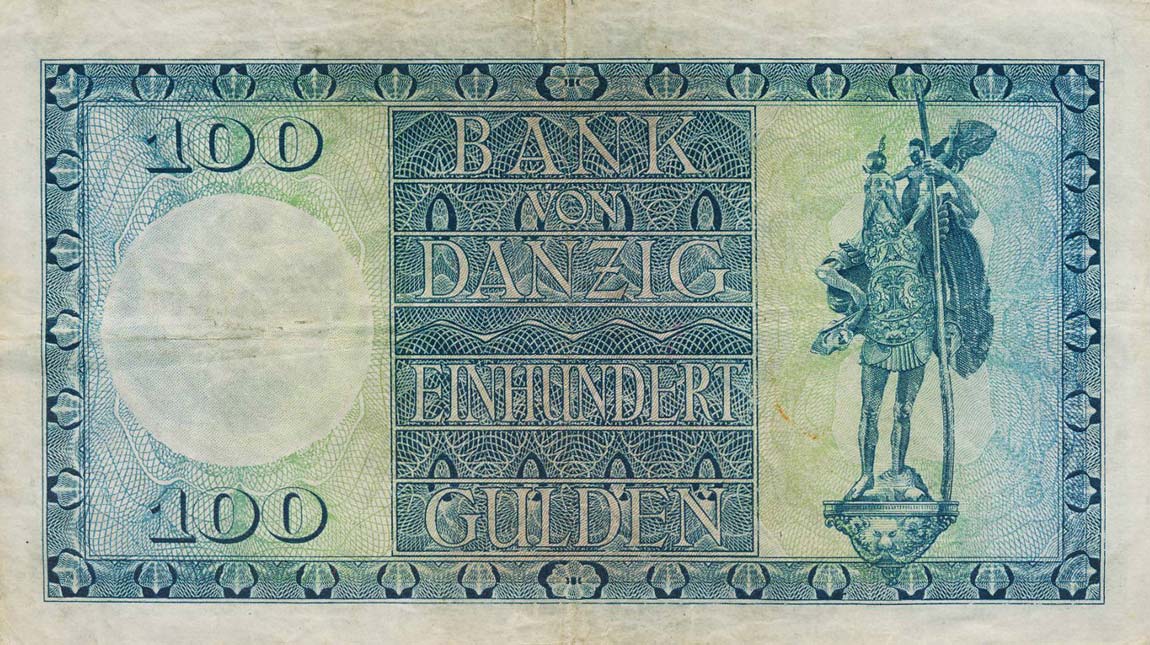 Back of Danzig p55: 100 Gulden from 1924