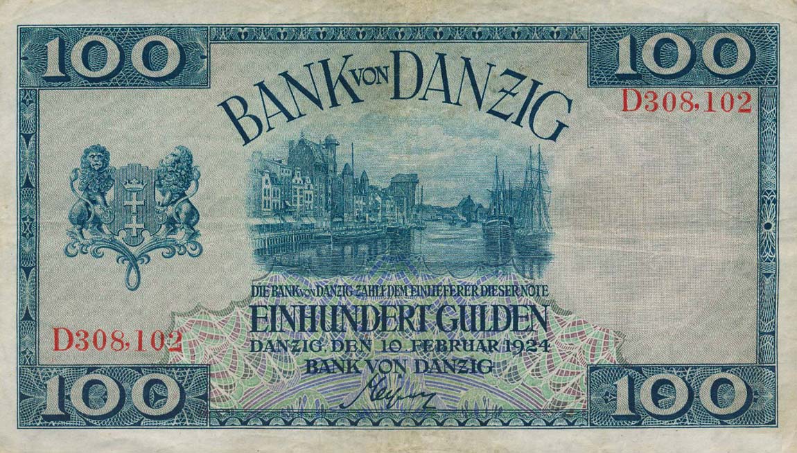 Front of Danzig p55: 100 Gulden from 1924