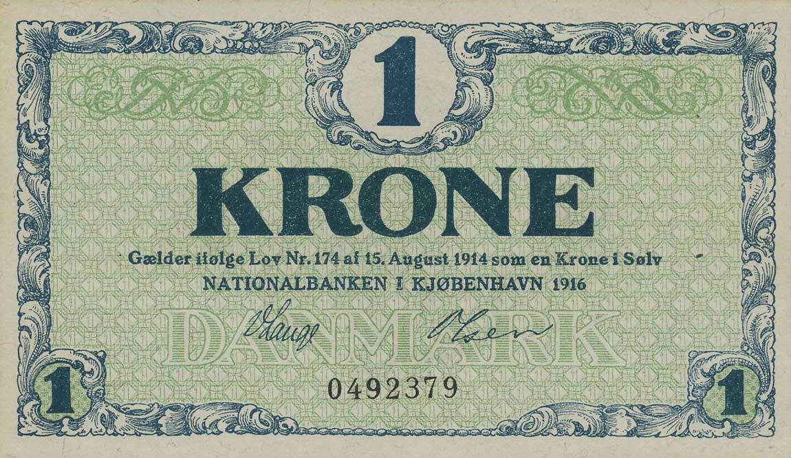 Front of Denmark p12a: 1 Krone from 1916