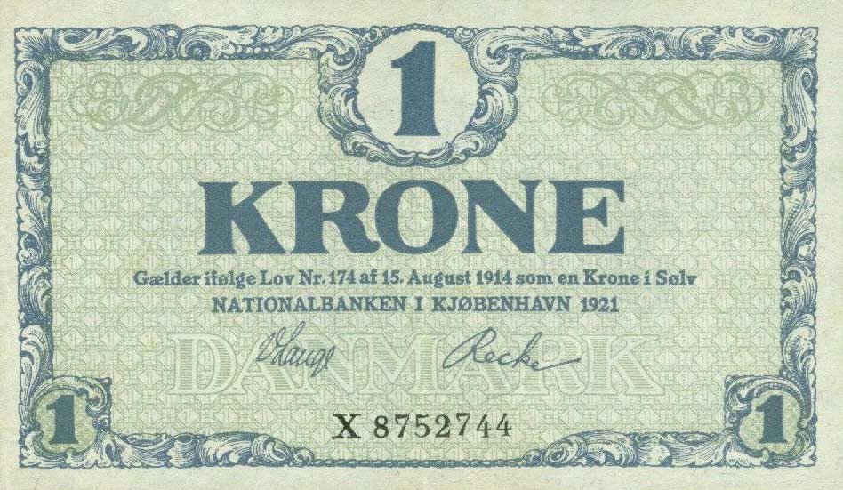 Front of Denmark p12f: 1 Krone from 1921