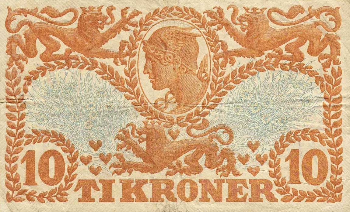 Back of Denmark p21g: 10 Kroner from 1917