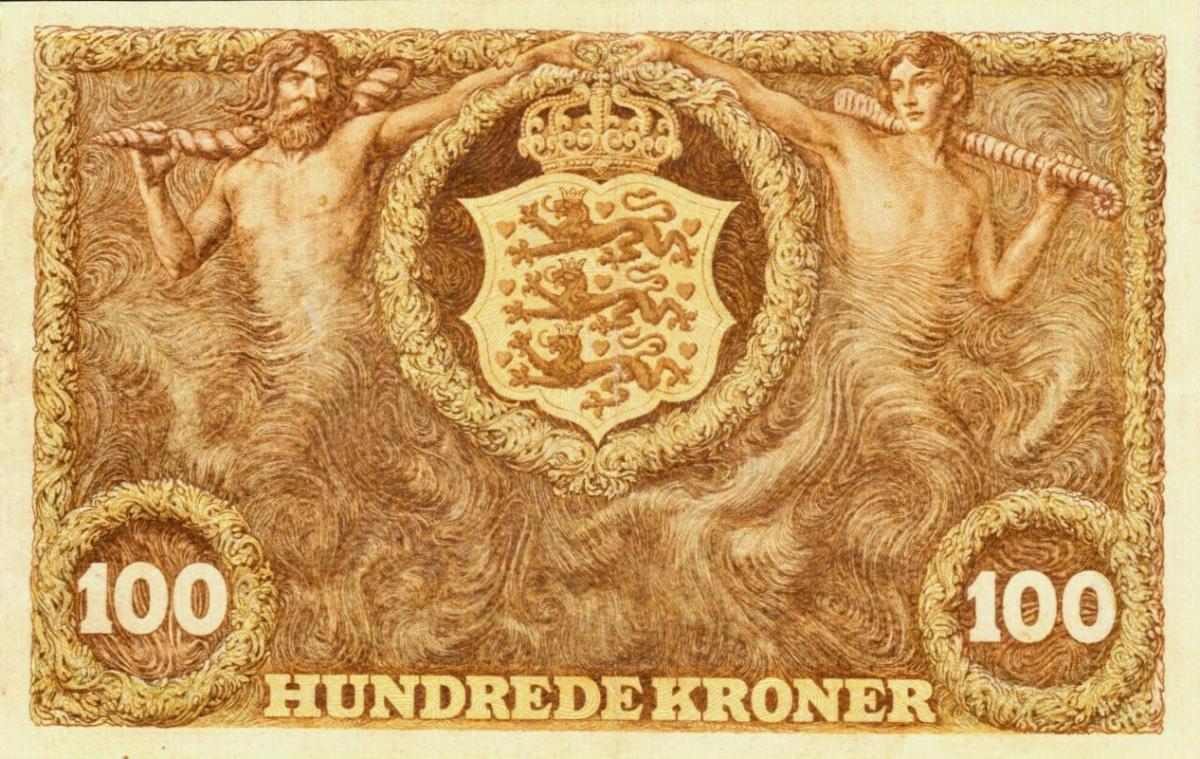 Back of Denmark p28a: 100 Kroner from 1930