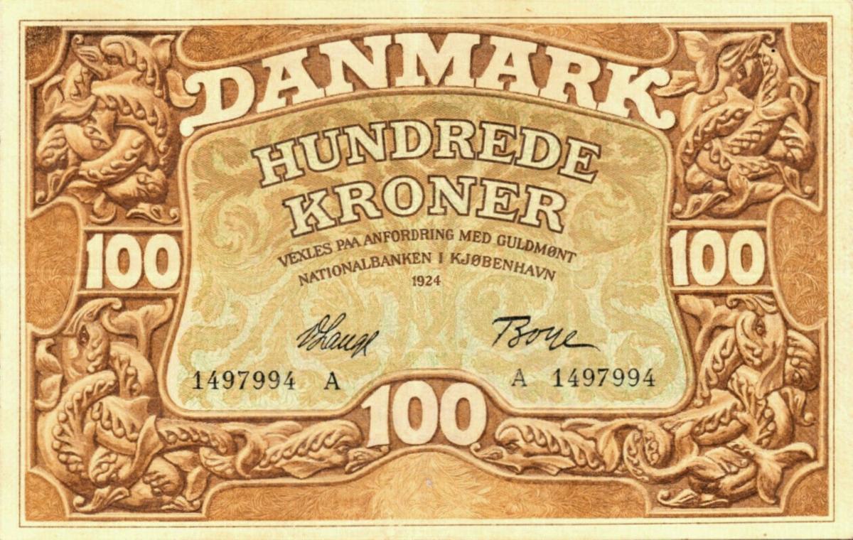 Front of Denmark p28a: 100 Kroner from 1930