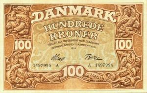 p28a from Denmark: 100 Kroner from 1930