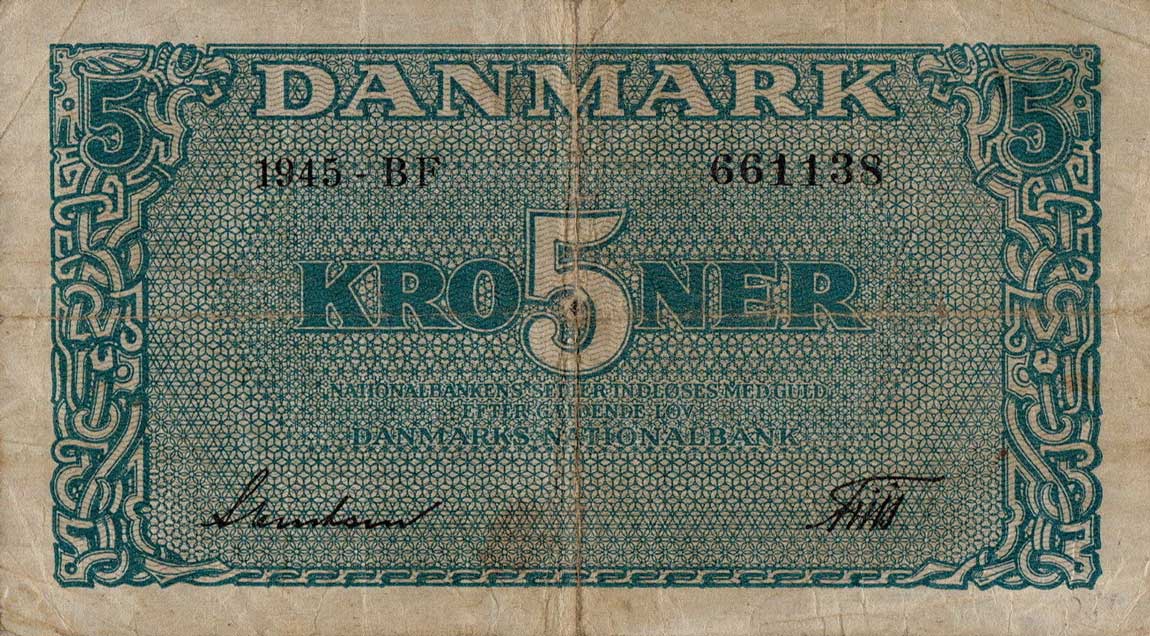 Front of Denmark p35b: 5 Kroner from 1945