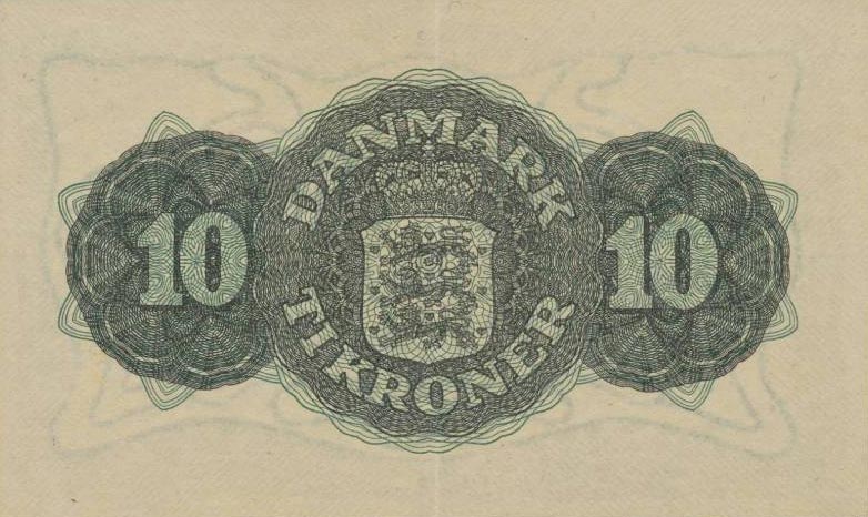Back of Denmark p37c: 10 Kroner from 1945