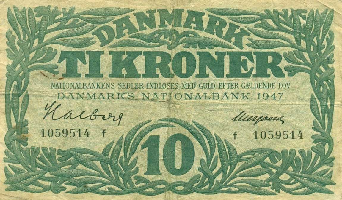 Front of Denmark p37i: 10 Kroner from 1948
