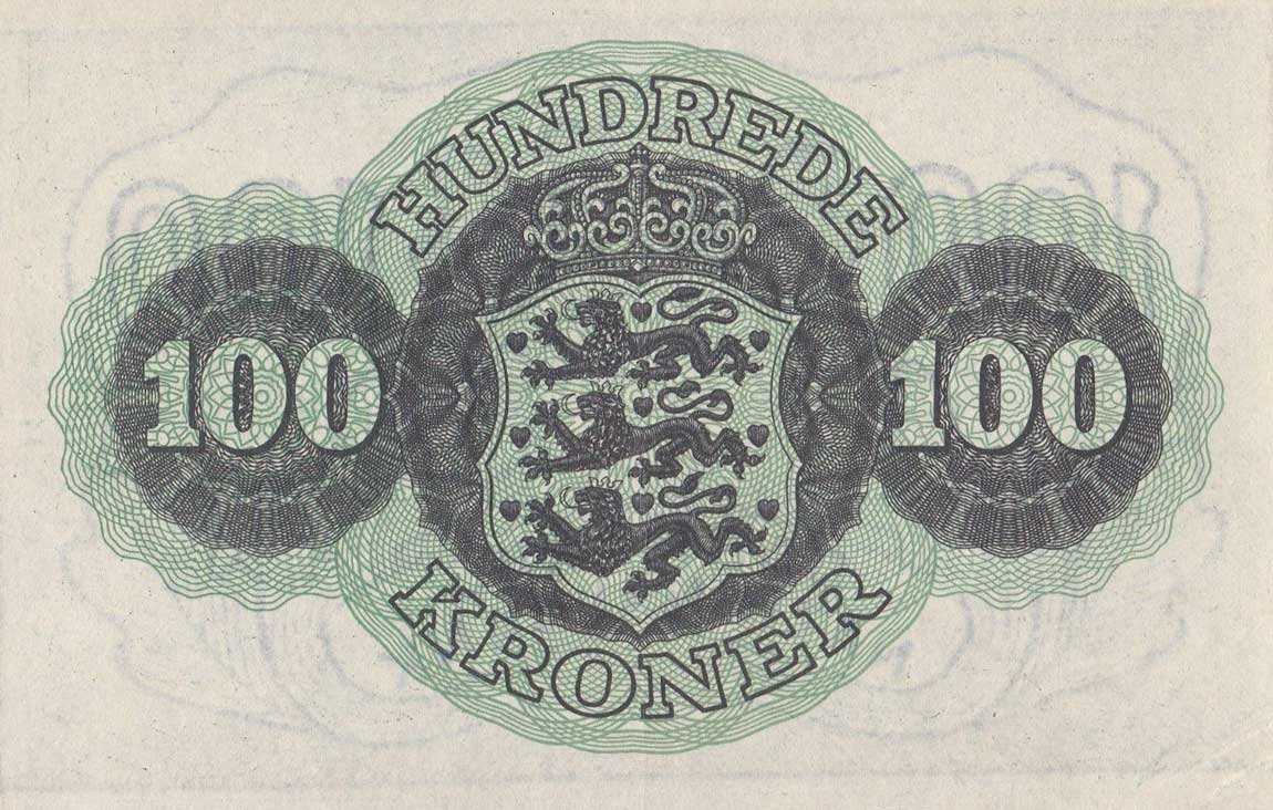 Back of Denmark p39r: 100 Kroner from 1958