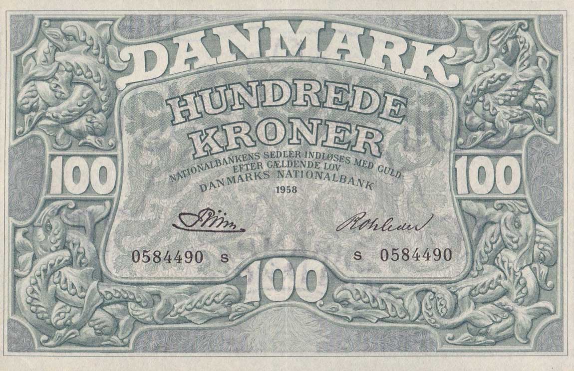 Front of Denmark p39r: 100 Kroner from 1958