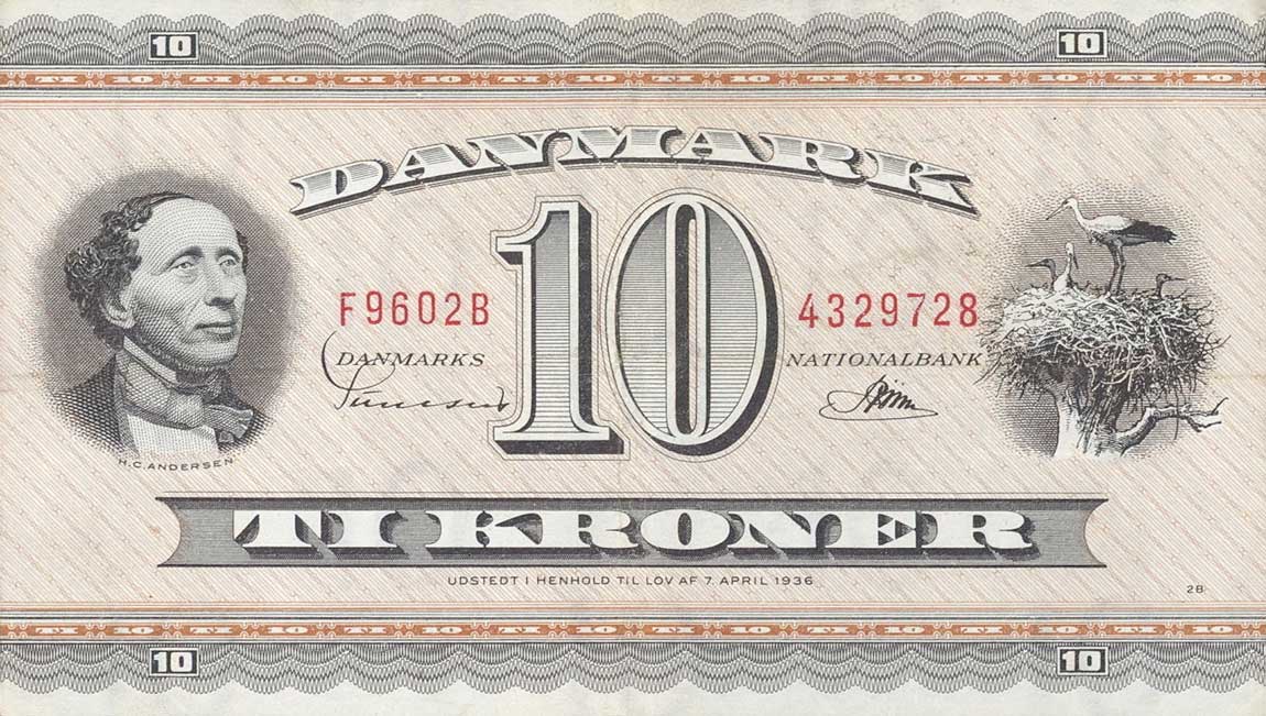 Front of Denmark p44t: 10 Kroner from 1960