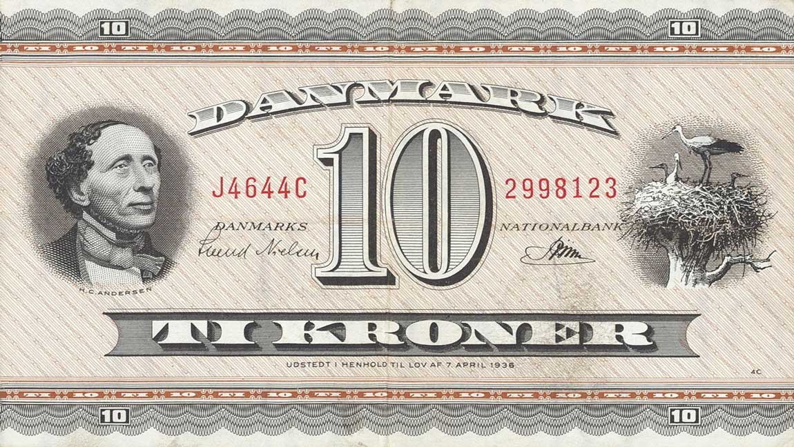 Front of Denmark p44x: 10 Kroner from 1964