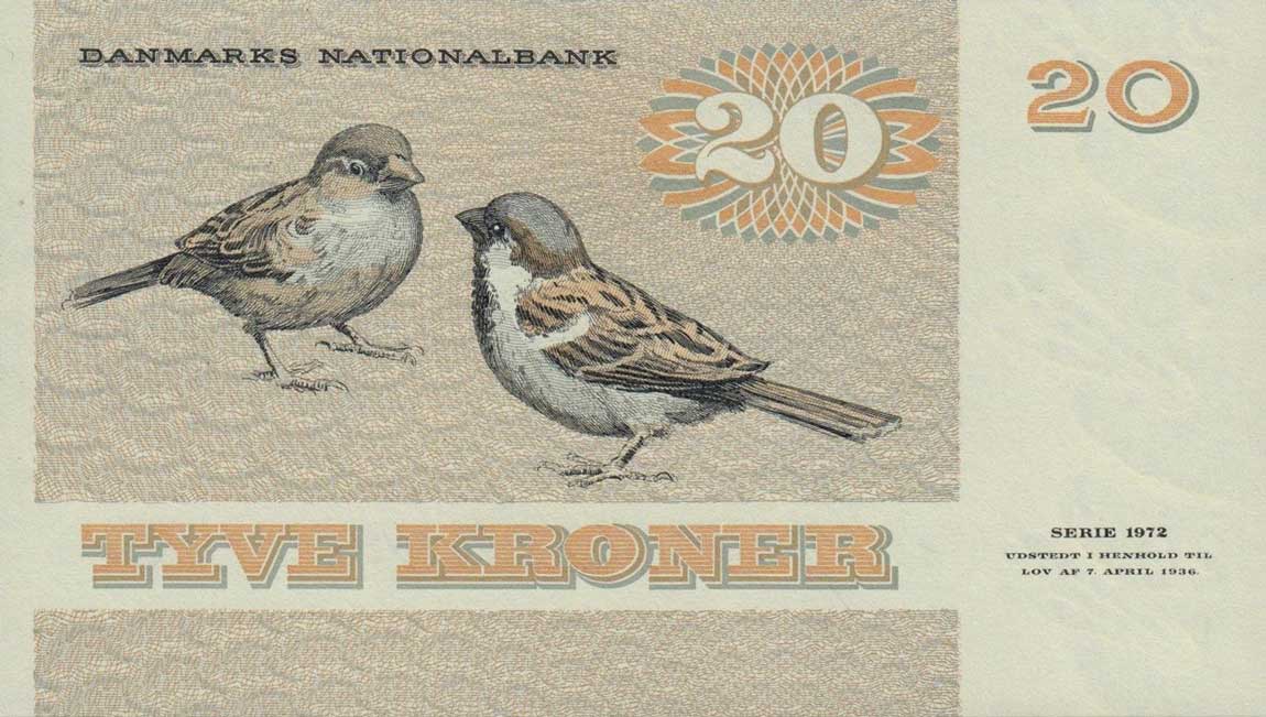 Back of Denmark p49d: 20 Kroner from 1983