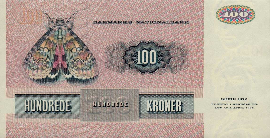 Back of Denmark p51t: 100 Kroner from 1990