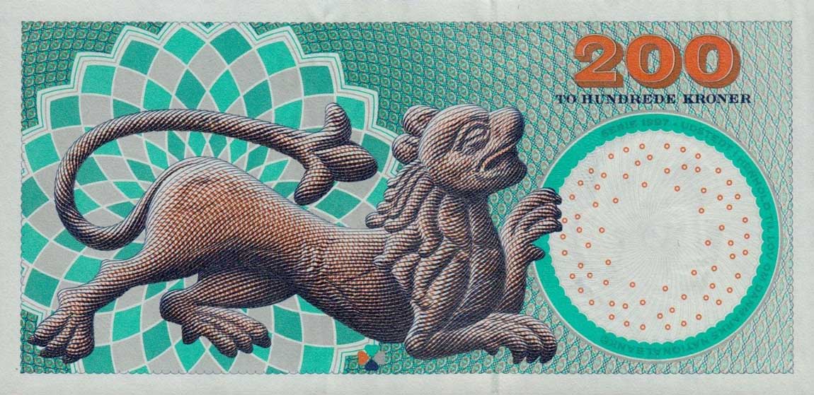 Back of Denmark p57b: 200 Kroner from 2000