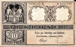 p7f from Denmark: 10 Kroner from 1908