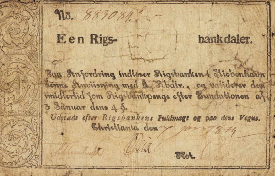 Front of Denmark pA48: 1 Rigsbankdaler from 1813