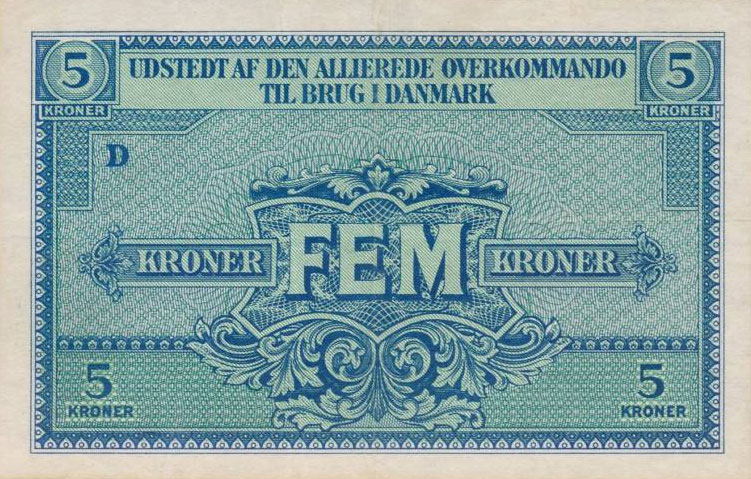 Front of Denmark pM3: 5 Kroner from 1945