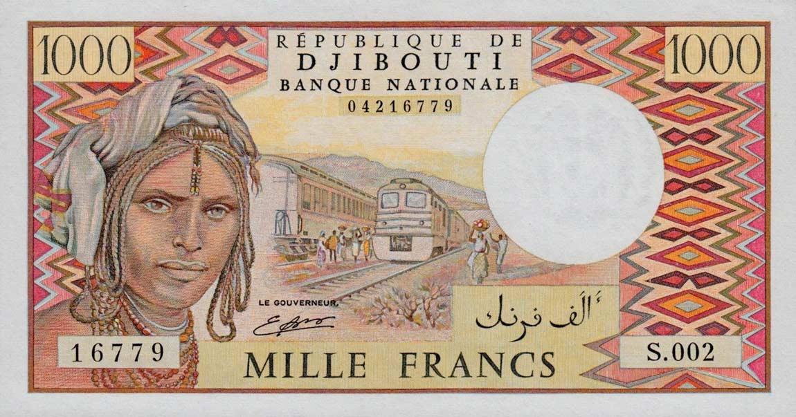 Front of Djibouti p37b: 1000 Francs from 1988