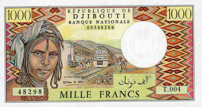 Front of Djibouti p37e: 1000 Francs from 1991