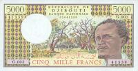 p38c from Djibouti: 5000 Francs from 1979