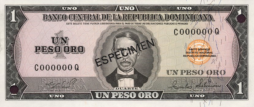 Front of Dominican Republic p108s: 1 Peso Oro from 1975
